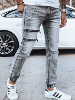 Jeansy Męskie|Spodnie Męskie>Dstreet Spodnie męskie jeansowe joggery szare UX4039