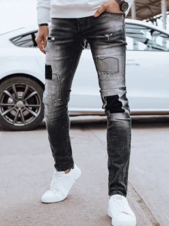 Spodnie Męskie|Jeansy Męskie>Dstreet Spodnie męskie jeansowe szare UX4293
