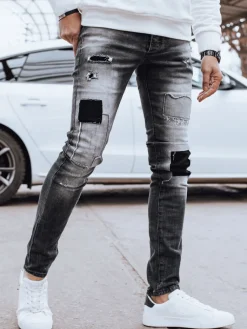Spodnie Męskie|Jeansy Męskie>Dstreet Spodnie męskie jeansowe szare UX4293