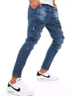 Spodnie Męskie|Jeansy Męskie>Dstreet Spodnie męskie jeansowe typu bojówki niebieskie UX3293