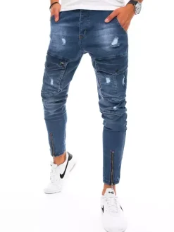 Spodnie Męskie|Jeansy Męskie>Dstreet Spodnie męskie jeansowe typu bojówki niebieskie UX3293