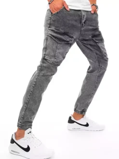 Spodnie Męskie|Jeansy Męskie>Dstreet Spodnie męskie jeansowe typu bojówki ciemnoszare UX3275