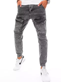 Spodnie Męskie|Jeansy Męskie>Dstreet Spodnie męskie jeansowe typu bojówki ciemnoszare UX3275