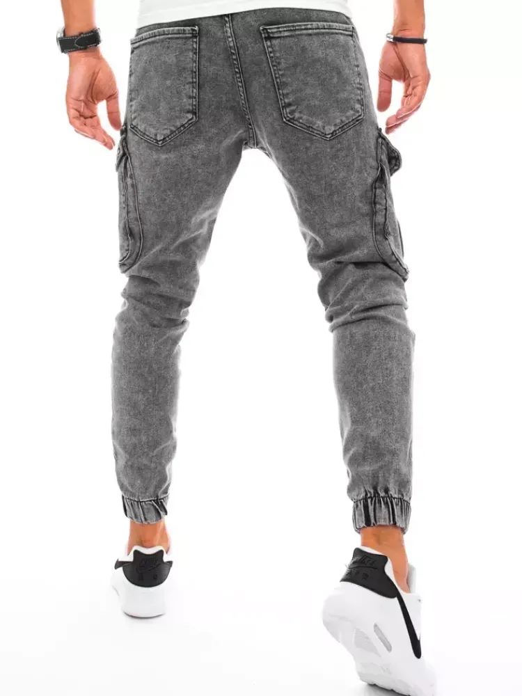 Spodnie Męskie|Jeansy Męskie>Dstreet Spodnie męskie jeansowe typu bojówki jasnoszare UX3255