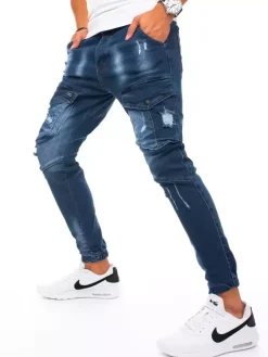 Spodnie Męskie|Jeansy Męskie>Dstreet Spodnie męskie jeansowe typu bojówki niebieskie UX3271