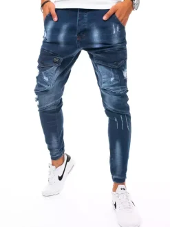 Spodnie Męskie|Jeansy Męskie>Dstreet Spodnie męskie jeansowe typu bojówki niebieskie UX3271