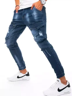 Spodnie Męskie|Jeansy Męskie>Dstreet Spodnie męskie jeansowe typu bojówki niebieskie UX3270
