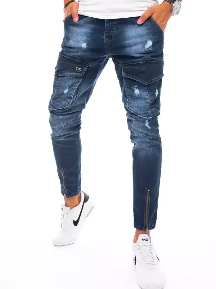 Spodnie Męskie|Jeansy Męskie>Dstreet Spodnie męskie jeansowe typu bojówki ciemnoniebieskie UX3292