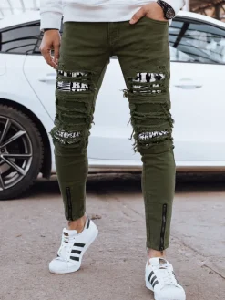 Spodnie Męskie|Jeansy Męskie>Dstreet Spodnie męskie jeansowe zielone UX4334