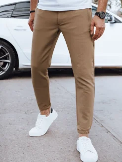 Spodnie Męskie>Dstreet Spodnie męskie joggery kamelowe UX4266