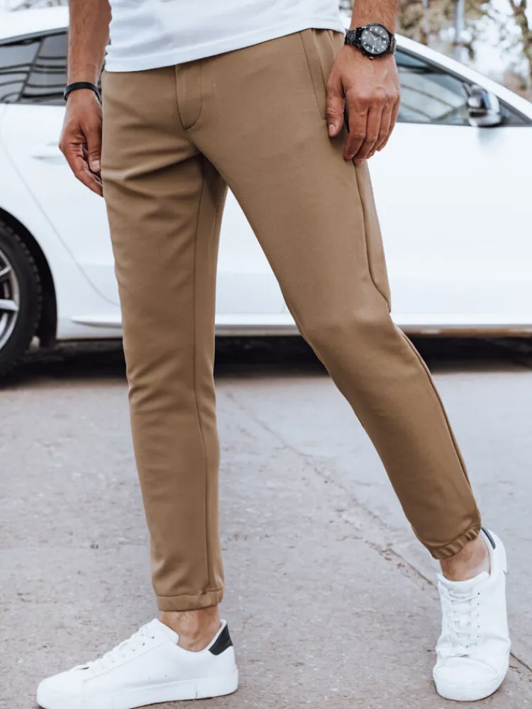 Spodnie Męskie>Dstreet Spodnie męskie joggery kamelowe UX4266