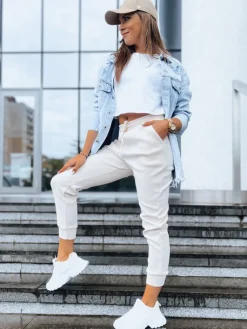 Spodnie Damskie>Dstreet Spodnie sztruksowe damskie MARIE beżowe UY1576