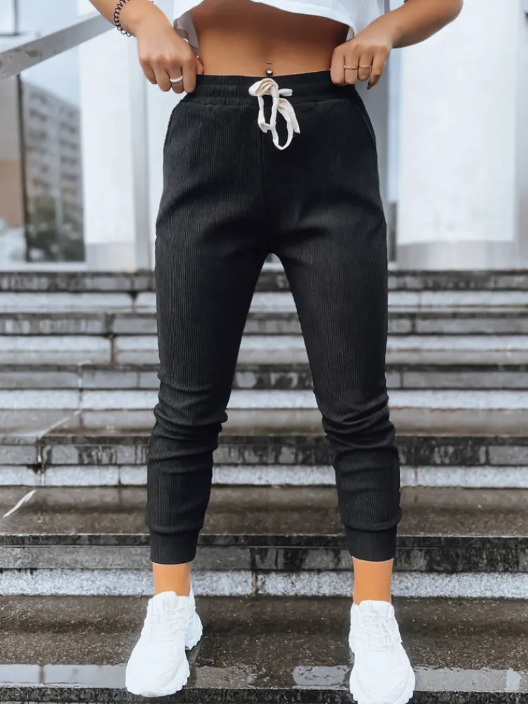 Spodnie Damskie>Dstreet Spodnie sztruksowe damskie MARIE czarne UY1577