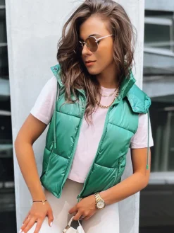 Kamizelki Damskie>Dstreet Sportowa kamizelka damska pikowana OSHE zielona TY3702