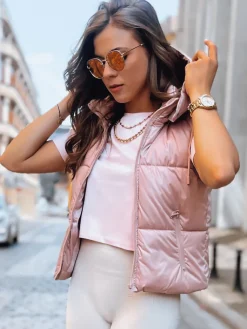 Kamizelki Damskie>Dstreet Sportowa kamizelka damska pikowana OSHE różowa TY3705