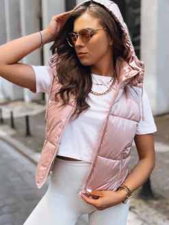 Kamizelki Damskie>Dstreet Sportowa kamizelka damska pikowana OSHE różowa TY3705