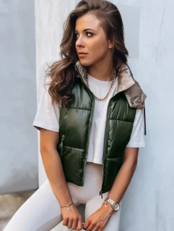 Kamizelki Damskie>Dstreet Sportowa kamizelka damska pikowana OSHE zielona TY3704