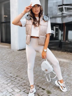 Kamizelki Damskie>Dstreet Sportowa kamizelka damska pikowana OSHE kamelowa TY3703