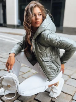 Kurtki Damskie>Dstreet Sportowa kurtka damska pikowana LILYWOOL zielona TY3712