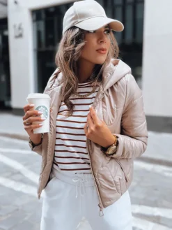 Kurtki Damskie>Dstreet Sportowa kurtka damska pikowana LILYWOOL kamelowa TY3715