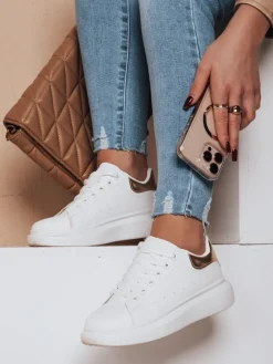 Buty Sportowe|Sneakersy>Dstreet Sportowe sneakersy damskie DOMINI złote ZY0666