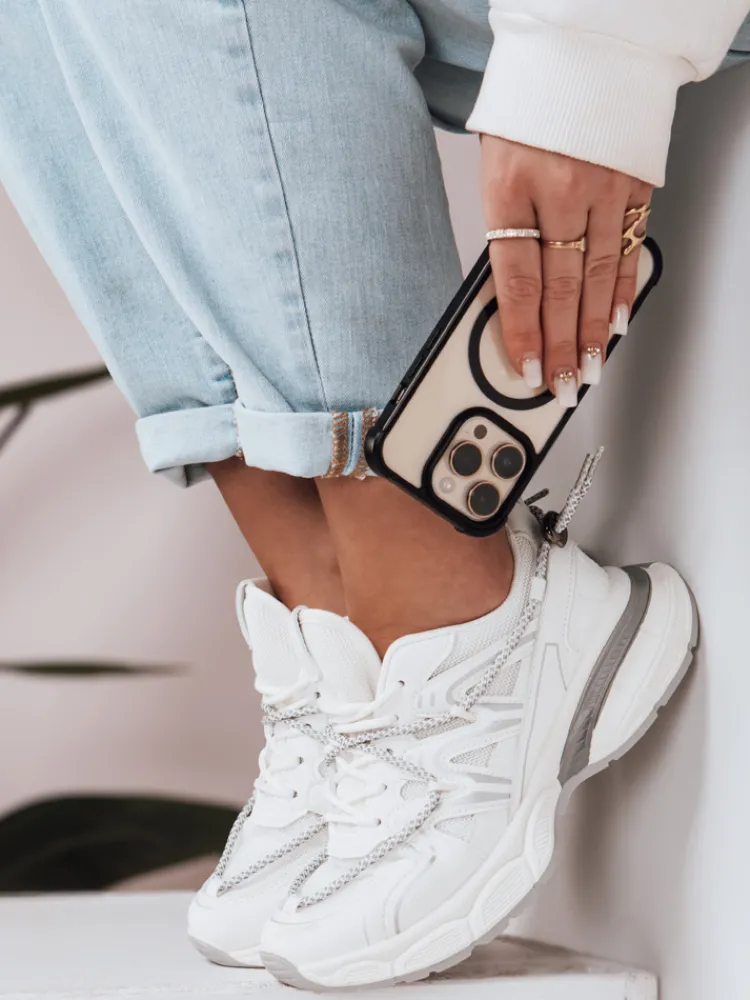 Buty Sportowe|Sneakersy>Dstreet Sportowe sneakersy damskie na płaskiej podeszwie LUXORUNS białe ZY0617