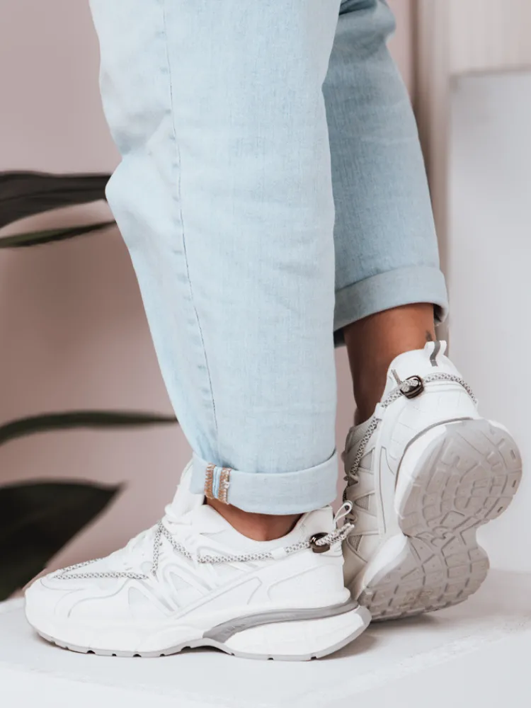 Buty Sportowe|Sneakersy>Dstreet Sportowe sneakersy damskie na płaskiej podeszwie LUXORUNS białe ZY0617