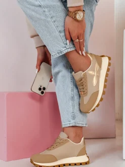 Buty Sportowe|Sneakersy>Dstreet Sportowe sneakersy damskie FLEXIMOT beżowe ZY0905