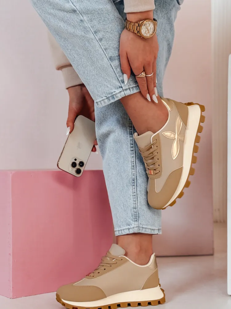 Buty Sportowe|Sneakersy>Dstreet Sportowe sneakersy damskie FLEXIMOT beżowe ZY0905