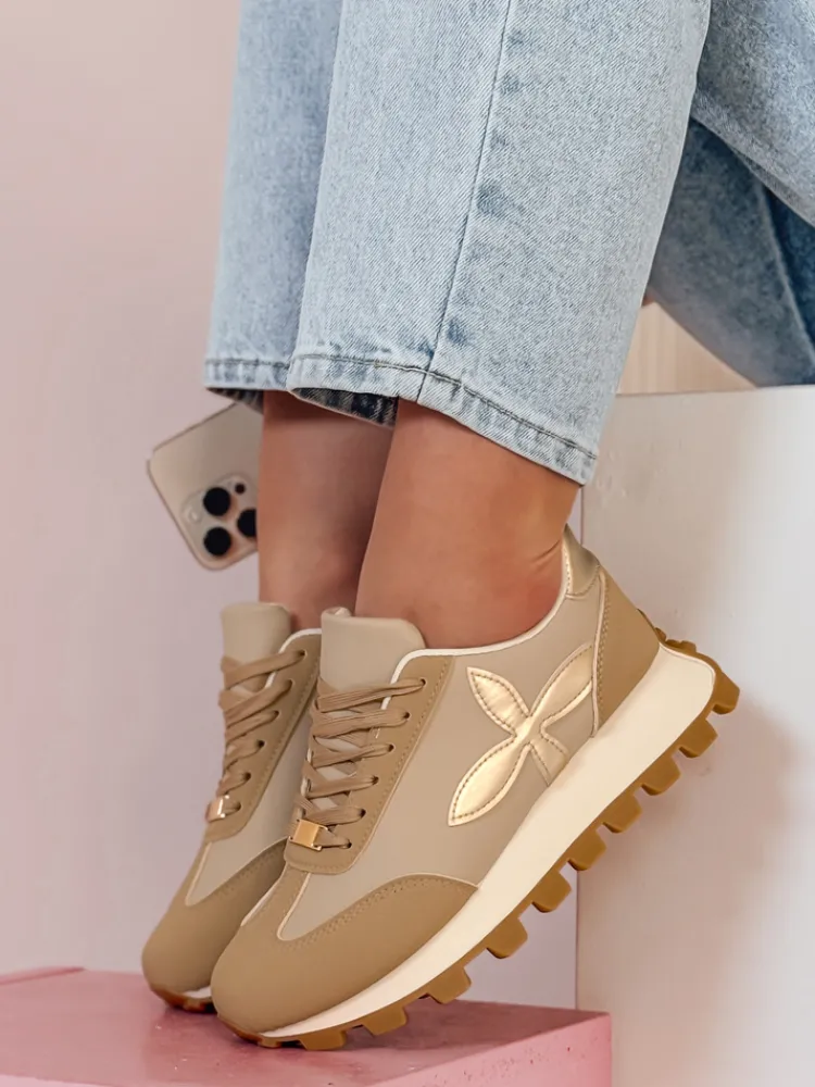 Buty Sportowe|Sneakersy>Dstreet Sportowe sneakersy damskie FLEXIMOT beżowe ZY0905