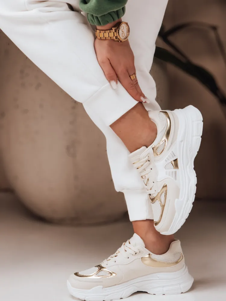 Buty Sportowe|Sneakersy>Dstreet Sportowe sneakersy damskie AURAVIBE beżowe ZY0620