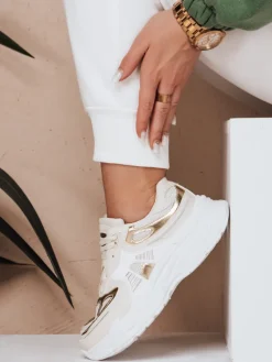 Buty Sportowe|Sneakersy>Dstreet Sportowe sneakersy damskie AURAVIBE beżowe ZY0620