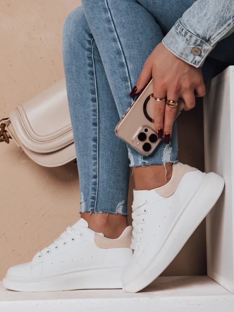 Buty Sportowe|Sneakersy>Dstreet Sportowe sneakersy damskie DOMINI beżowe ZY0667