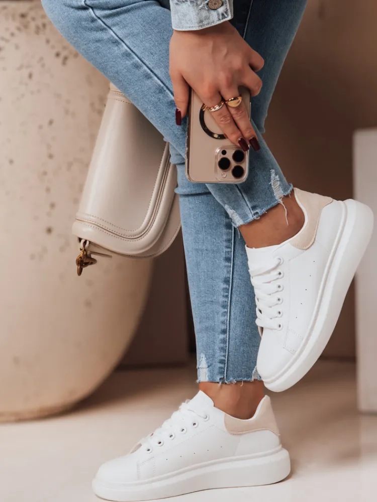 Buty Sportowe|Sneakersy>Dstreet Sportowe sneakersy damskie DOMINI beżowe ZY0667