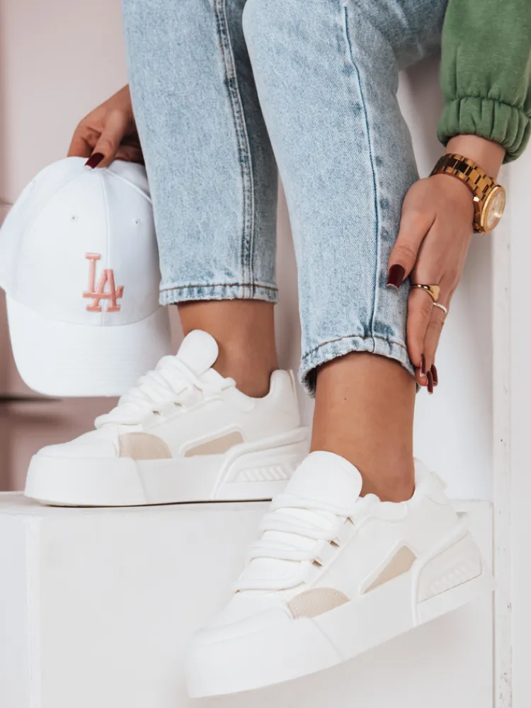 Buty Sportowe|Sneakersy>Dstreet Sportowe sneakersy damskie na platformie KICKON białe ZY0647