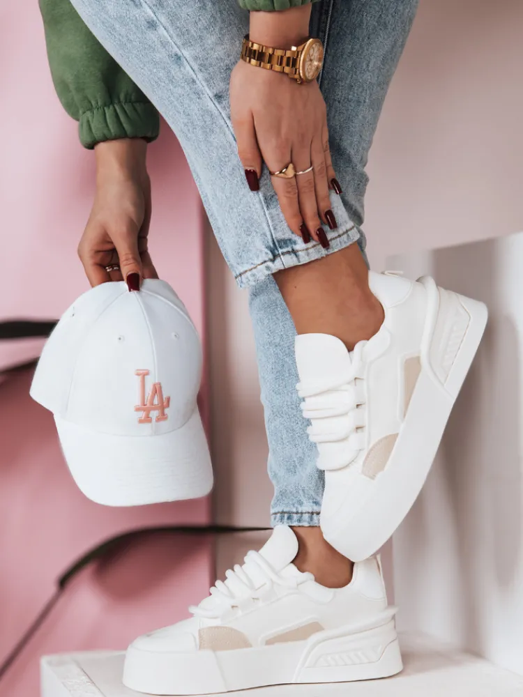 Buty Sportowe|Sneakersy>Dstreet Sportowe sneakersy damskie na platformie KICKON białe ZY0647