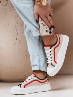 Trampki>Dstreet Sportowe trampki damskie BENDIX beżowe ZY0310