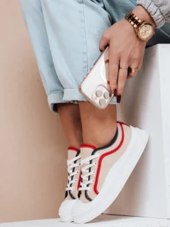 Trampki>Dstreet Sportowe trampki damskie BENDIX beżowe ZY0310