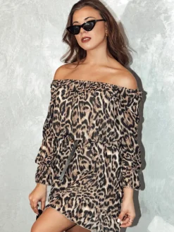 Sukienki>Dstreet Sukienka damska hiszpanka one size EXOTICO w panterkę EY2545