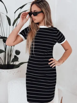 Sukienki>Dstreet Sukienka damska mini prążkowana FITLINES czarna EY2584
