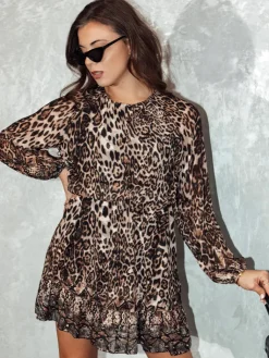 Sukienki>Dstreet Sukienka damska one size ANIMGLAM krótka w panterkę EY2551