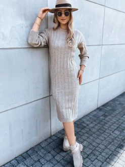 Sukienki>Dstreet Sukienka dzianinowa SHIREEN kamelowa EY2368