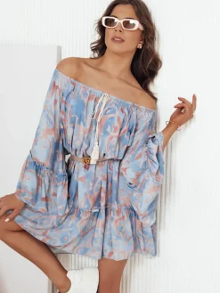 Sukienki>Dstreet Sukienka hiszpanka FIONUALA błękitna EY2484