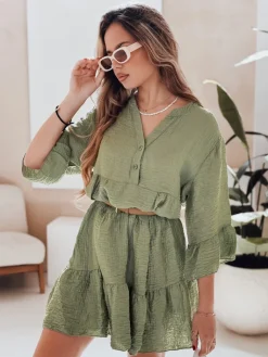 Sukienki>Dstreet Sukienka letnia muślinowa LYVONNE ciemnozielona EY2616