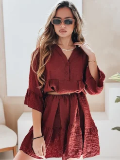 Sukienki>Dstreet Sukienka letnia muślinowa LYVONNE bordowa EY2614