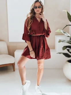 Sukienki>Dstreet Sukienka letnia muślinowa LYVONNE bordowa EY2614