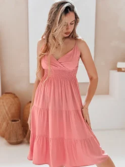 Sukienki>Dstreet Sukienka midi MISSBREEZE różowa EY2622