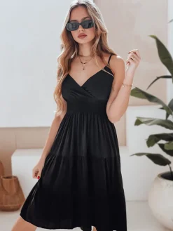 Sukienki>Dstreet Sukienka midi MISSBREEZE czarna EY2626