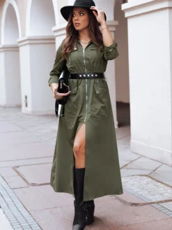 Sukienki>Dstreet Sukienka midi MORTISZ khaki EY2379