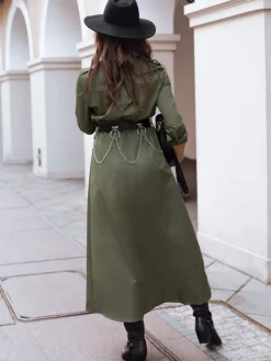 Sukienki>Dstreet Sukienka midi MORTISZ khaki EY2379